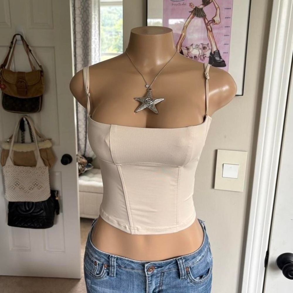 Edikted Juno beige corset cami top